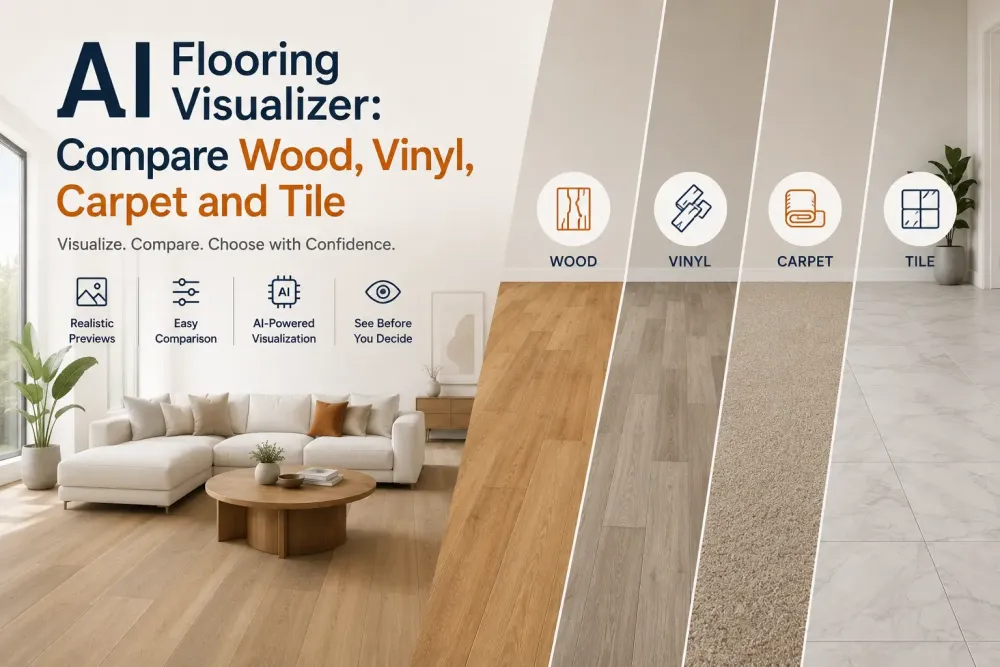 Ai Flooring Visualizer: Vergleichen Sie Holz, Vinyl, Teppich und Fliesen