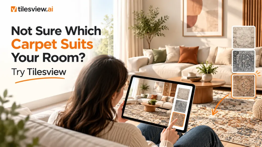 Sie sind sich nicht sicher, welcher Teppich zu Ihrem Zimmer passt? Probieren Sie Tilesview aus